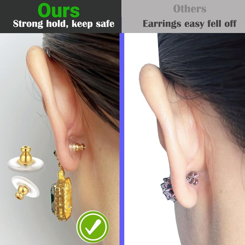 Formulen 6 PCS Big Earring Backs Replacements, 12mm/0.47 Inch Earring Backs for Big Studs/Droopy Heavy Earrings, Hypoallergenic Clear Comfortable for Women & Men Gold Color - Image 4